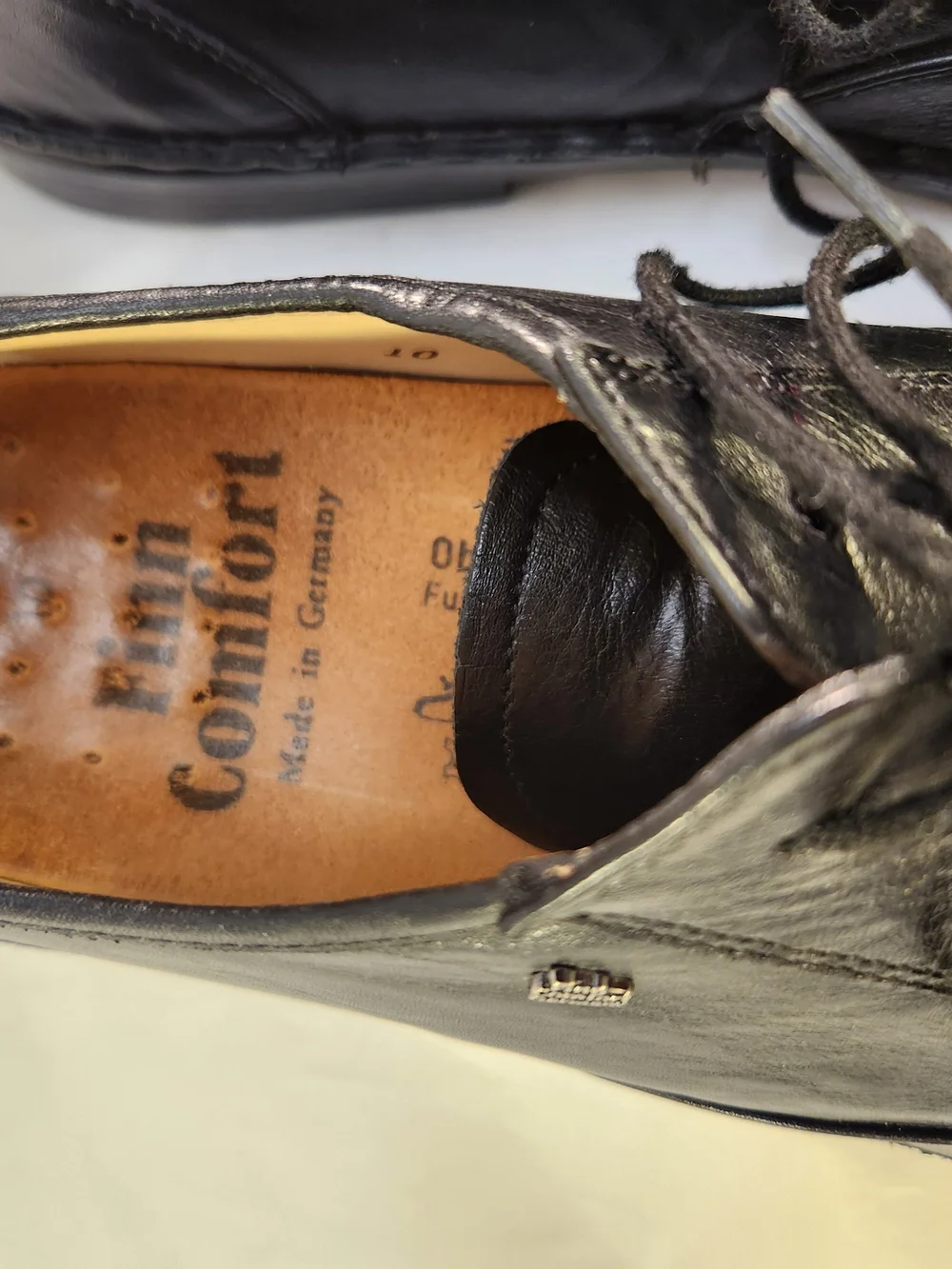FINN COMFORT HILVERSUM BLACK LEATHER MEN SHOES LACES OXFORDS SIZE 10-10.5